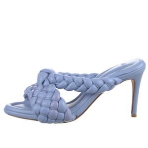 Alexandre Birman Blue Carlotta Braided Leather Heeled Sandals Size 8.5 38.5 IT